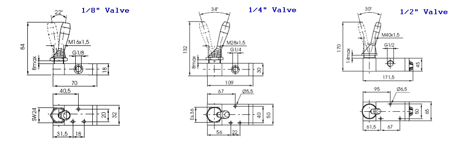 3/2 Lever Valve with 2 Positions
